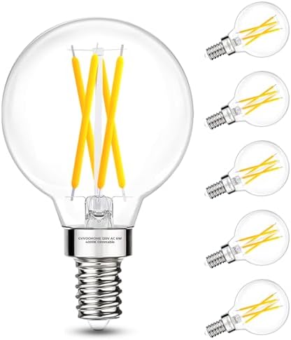 E12 G16.5 Globe Bulb LED, 4000K Neutral White Dimmable, 60W Equivalent