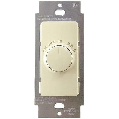 Leviton Decora Illumatech Quiet Fan Speed Control, 120 Vac, 60 Hz, 1.5 A, RTF01-10I, Ivory