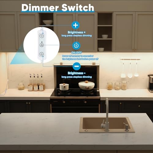 Litever Under Cabinet Lighting Plug in. 3 Light Bar Kit. Cool White 4000K.