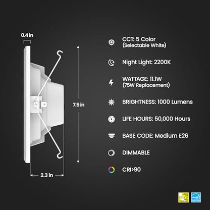 Feit Electric 5/6in LED Recessed Downlight with Night Light Mode, 75W Eq