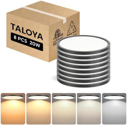 TALOYA 8 Pack 10" LED Ceiling Light Fixture,20W 5CCT Flush Mount,Black