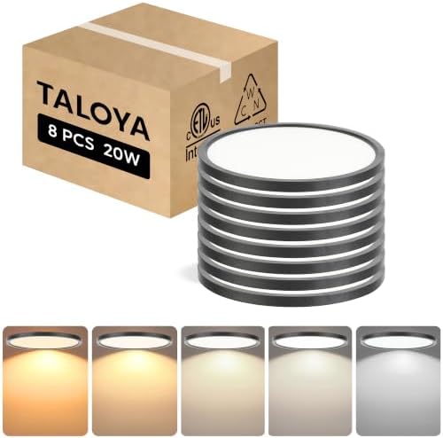 TALOYA 8 Pack 10" LED Ceiling Light Fixture,20W 5CCT Flush Mount,Black