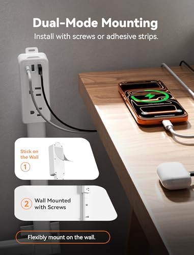 Blueera Electrical Outlet Extender Stick Features USB-C, 2 USB-A, 2AC Outlets, 17"-36" Extandable Stick Access Hard-to-Reach, Behind Couch 4-Way Wall Plug Power Socket Extender (1 Pack)