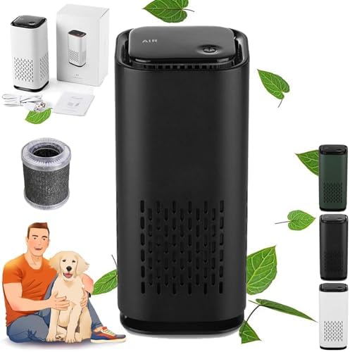 The Pet Air Purifier, Pet Air Purifiers for Home Pee Smell, With True Hepa 3-in-1 Filters, Covers up to 990 Ft² for Pet Hair, Allergies, Dust, Smoke (Black)