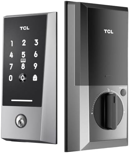 TCL Keyless Entry Door Lock, WiFi Keypad Deadbolt Smart Lock with Touchscreen Keypad, App Remote Control, Doorbell, Auto-Lock, Easy Installation, Compatible with Alexa & Google Assistant, D2