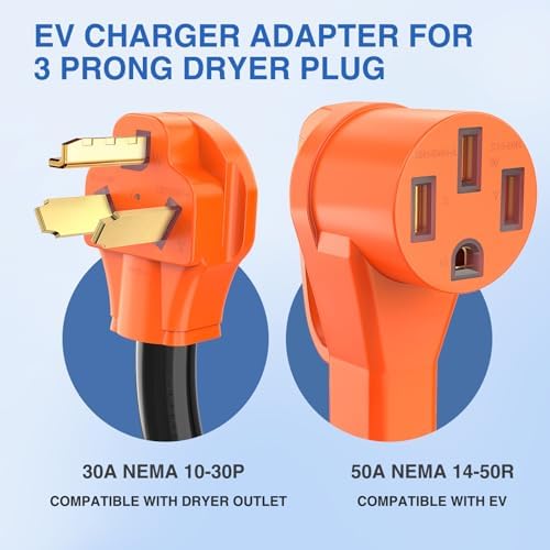 Nilight EV Adapter Cord 30 Amp to 50 Amp 10 Gauge Nema 10-30P to 14-50R
