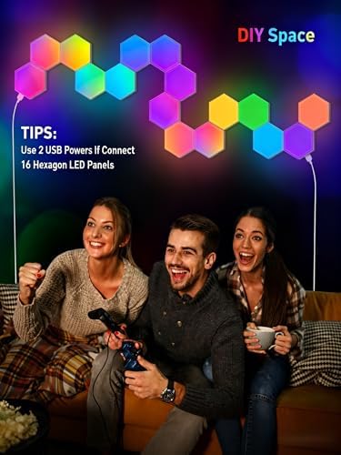 NIUCOO 12 Pack Hexagon LED Lights Panels – Smart RGB Wall Lights with APP/Remote & Music Sync, DIY Modular & Gaming Room Decor, Wall LED Panels Lights for Bedroom