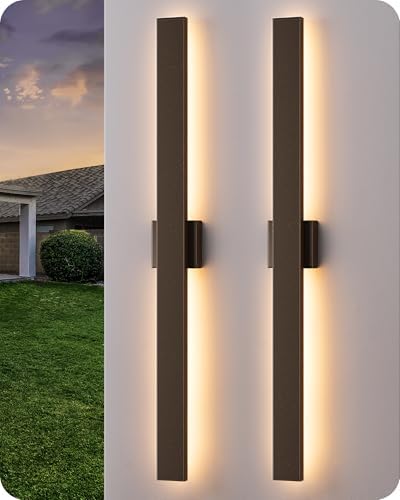 EDISHINE 2 Pack Modern LED Outdoor Wall Lights, 39.3" Linear Bronze Sconce