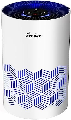 FreAire Air Purifiers for Bedroom, HEPA Air Purifier with RGB Lights Air Purifiers for Pets Dust Smoke Pollen Dander Smell, Portable Air Purifier with Air Filter For Home (White)