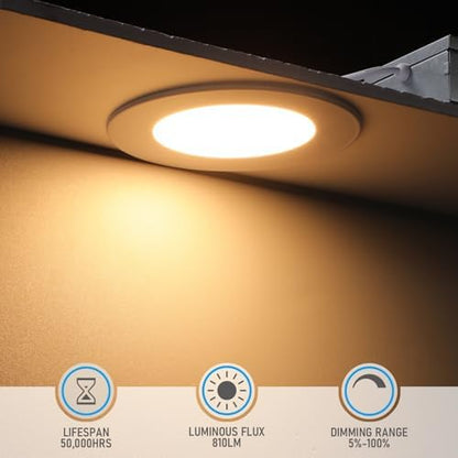 TORCHSTAR 12-Pack 5CCT 4 Inch Ultra-Thin LED Recessed Light, CRI90 9W