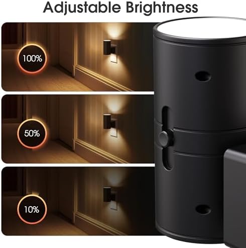 Briignite Night Lights Plug into Wall, Modern LED Night Light Plug in, Dusk to Dawn Sensor, Soft White 3000K, 0-100LM Adjustable Brightness, Dimmable NightLight for Hallway, Bedroom, Stairway, 2 Pack