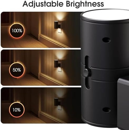 Briignite Night Lights Plug into Wall, Modern LED Night Light Plug in, Dusk to Dawn Sensor, Soft White 3000K, 0-100LM Adjustable Brightness, Dimmable NightLight for Hallway, Bedroom, Stairway, 2 Pack