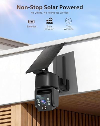 5G & 2.4G Wi-Fi Outdoor Camera Wireless,Solar Security Cameras Wireless Outdoor, 2K 360° PTZ Camera, Solar/Battery Powered, PIR Human Detection, Color Night Vision,Two-Way Talk, Compatible with Alexa