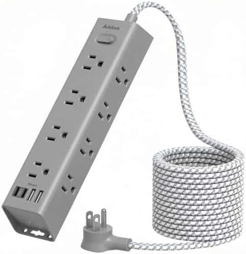 15FT Extension Cord, Power Strip Surge Protector with 12 AC Outlets & 4 USB