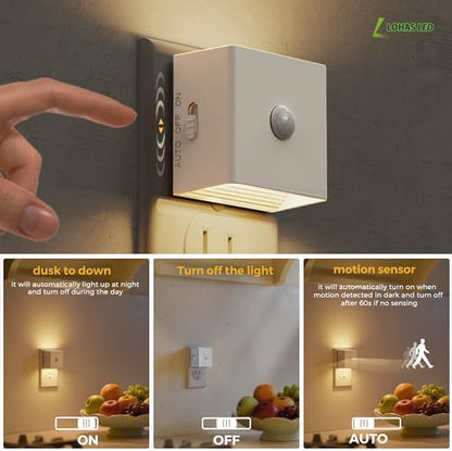 L LOHAS LED Plug in Night Light with Motion Sensor and Dusk to Dawn Sensor