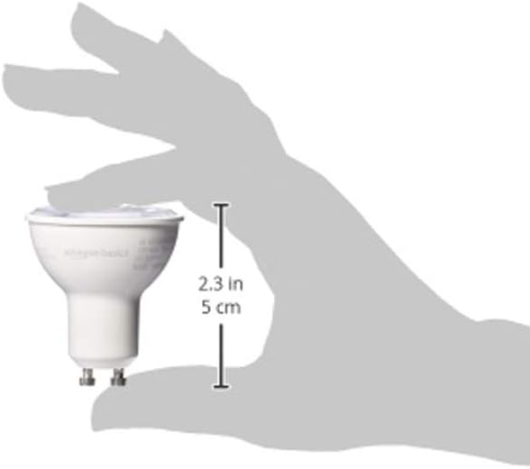 Amazon Basics MR16 LED Light Bulb, 50W Equivalent, Energy Efficient 7W, GU10 Base, Daylight White 5000K, Dimmable, 10,000 Hour Lifetime, 6-Pack