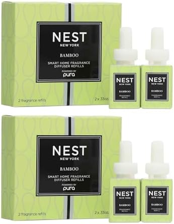 NEST New York Smart Home Fragrance Diffuser Refill Smart Vials, Bamboo - 4 Diffuser Refill Smart Vials, Set of 2 - Designed for NEST x Pura 3 and NEST x Pura 4 Diffusers - Cruelty Free, Vegan
