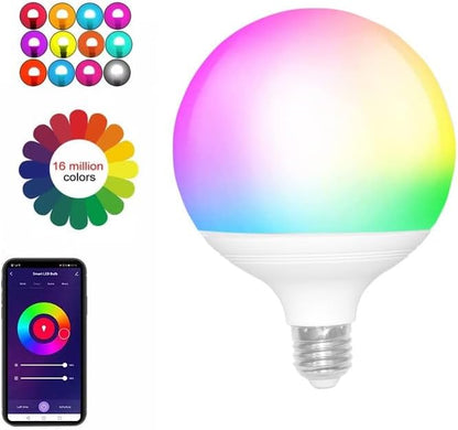 WiFi G95 RGBCW Smart Bulb Compatible with Alexa, Voice & APP Remote Control, Schedule & Timer,12W