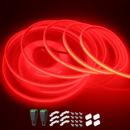 LEDENET COB LED Strip Lights Waterproof IP67 DC12V 16.4ft/5m 480LEDs/m Red
