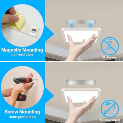 Rechargeable Motion Sensor Ceiling Light with Remote,Square-8.27in,1 Pack