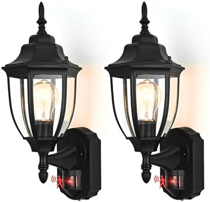 Porch Lights Outdoor Motion Sensor Wall Sconce Anti-Rust Aluminum, Exterior Outdoor Wall Lights Dusk to Dawn Porch Light Fixture Wall Mount for House Outside Patio 2Pack
