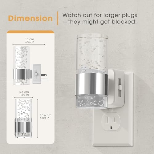 Briignite Night Light, 2 Pack Dimmable Night Lights Plug into Wall