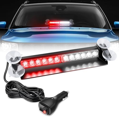 Nilight 12LED Traffic Advisor Strobe Light Bar Red White Hazard Safety
