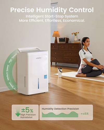 Waykar 150 Pint 2025 Energy Star Dehumidifier with Pump for Large Rooms up to 7,000 Sq. Ft. for Home, Basement, Commercial, Industrial, with Drain Hose & Tank, Auto Defrost, Smart Auto Comfort Mode