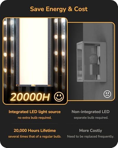 EDISHINE 47.2" LED Outdoor Wall Light, Modern Black Linear Wall Sconce