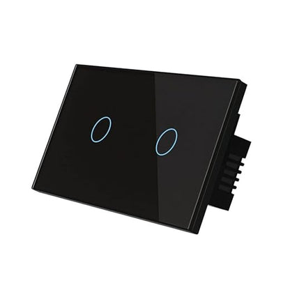 Zigbee Touch Smart Switch, Compatible with Alexa, Google Home, Hubitat, and HA, Neutral Wire Required (2 Gang, Black)