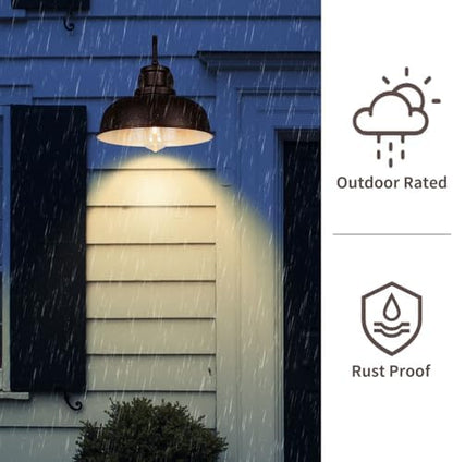 Solar Barn Light for Outside, Outdoor Wall Lights Solar Powered, Farmhouse Exterior Wall Sconce, Industrial Outside Lighting Fixture, Rustic Bronze White Lantern for Barn Shed Coop Garage Patio