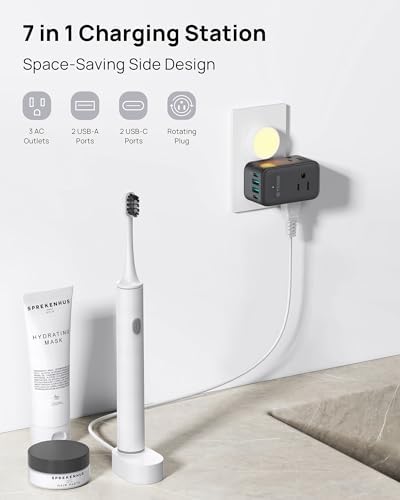 TROND Multi Plug Outlet Extender - 3 AC Outlet Adapter with Rotating Plug
