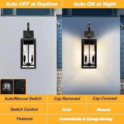 19" Dusk to Dawn Outdoor Lighting, Waterproof Large Outdoor Wall Lights