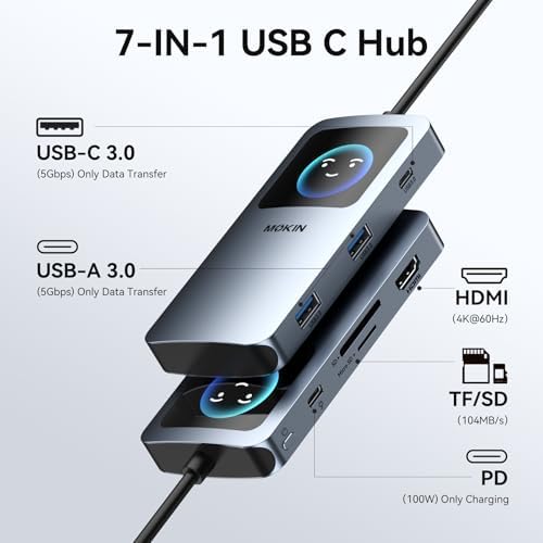 MOKiN USB C Hub 4K HDMI for MacBook Dongle with Smart Display USB C Adapter