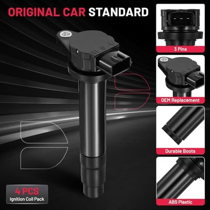 BDFHYK Ignition Coil Packs Compatible with Nissan Sentra 2000-2002 1.8L L4, Coil for 224484M500 224484M50A UF326 SKIC018 UF232 COP486 CUF326 6734013 GN10505 Set of 4
