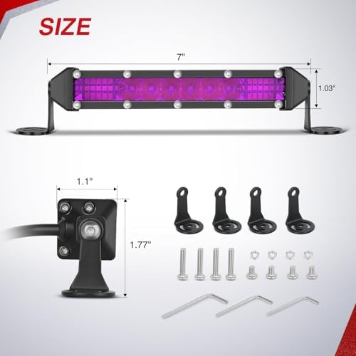 Nilight Slim LED Light Bar 2 PCS Purple 7 Inch Single Row 16LEDs