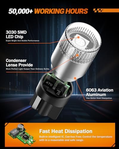 SEALIGHT 194 LED Bulb Blue, 168 2825 T10 W5W Bright LED Chips, Dashboard Light, Dome Light, Map Light, Door Light, Courtesy Light, License Plate Light, Pack of 6