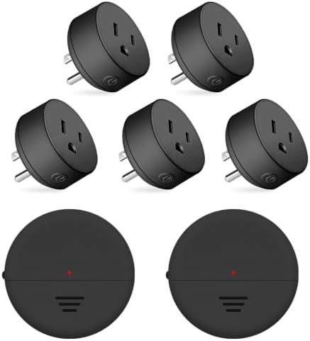 Black Motion Sensor Outlet Plug,Auto On/Off,15A/1500W, 2Sensors 5Plugs | NineLeaf Adjustable Detection Range Radar, No Wiring, 5/15/30 mins Long Time Delay for Christmas Lights,Fans,Garage,Closet