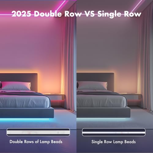 LED Lights for Bedroom, 2025 Double Row 100FT 960LEDs RGB Strip Lights Music Sync Color Changing LED Lights, APP+44Key Remote Control Timed Dimming for Bedroom Home Decor(2Rollsof50FT)