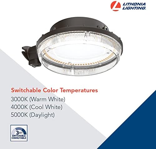 Lithonia Lighting BarnGuard LED Barn Light, Dusk to Dawn Outdoor Lighting with Adjustable Color Temperature, Wall or Pole Mountable Yard Light Fixture, MVOLT, Aluminum, Dark Bronze
