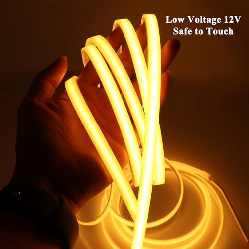 LEDENET COB LED Strip Lights Outdoor IP67 DC12V 16.4ft Golden Yellow 2200K