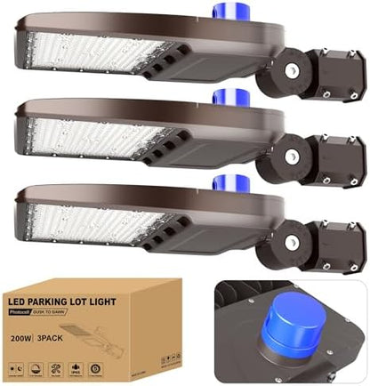 LED Parking Lot Light 200W 28000LM 5000K, Commercial Outdoor Area Lighting