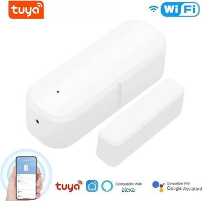 WiFi Door Sensor,Smart Door Open/Closed Detectors,2.4G WiFi Door Sensor, Tuya/Smart Life Contact Sensors for Home Security & Smart Home Automation, Compatible with Alexa Google Assistant (White)