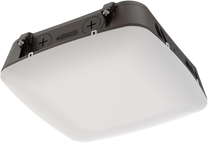 Lithonia Lighting 10" Square Canopy LED Outdoor Ceiling Light, Dusk-to-Dawn Photocell and Motion Sensor Outdoor Lights, Adjustable Brightness and Switchable Color Temperature, Wet Rated, Dark Bronze