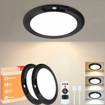 KYEKIO 2Pack Rechargeable LED Ceiling Light/Shower Light with Remote
