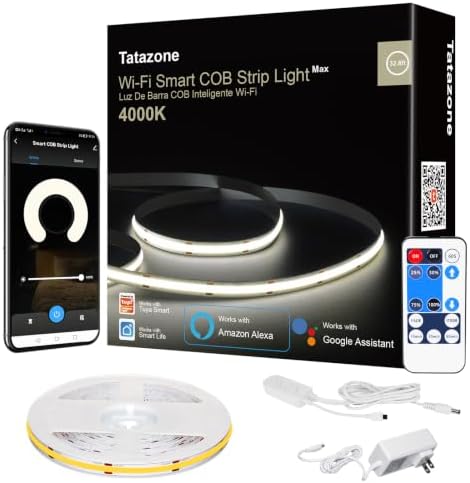 Tatazone WiFi Smart White COB Led Strip Light with Remote