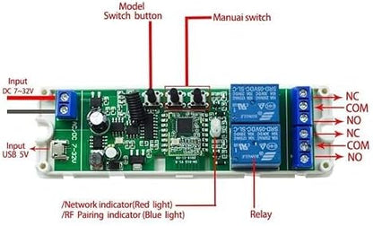 Zigbee 2 Channel 5V 12V Smart Relay Switch,Adjustable Self Lock and Momentary Interlock Working Mode,Works with Tuya eWelink Zigbee Gateway, Alexa, Google Home (ZigBee Hub Required)
