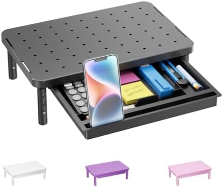 WALI Computer Monitor Stand with Storage, Monitor Riser 3 Height Adjustable