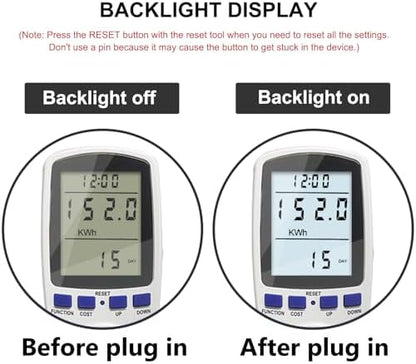Upgraded Watt Meter Plug in Power Meter Home Energy Monitor Power Consumption Meter, Energy Voltage Amps Kill Tester with White Backlight, Overload Protection, 7 Modes Display (Pack of 2)