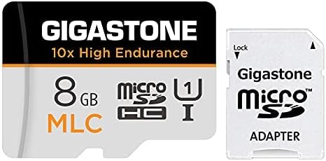 [10x High Endurance] GIGASTONE Industrial 8GB MLC Micro SD Card, Full HD Video Recording, Security Cam, Dash Cam, Surveillance Compatible 85MB/s, U1, with Adapter [5-Yrs Free Data Recovery]